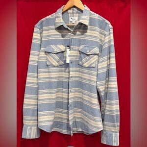 Sperry Premium Collection Teal Stretch Fleece-Lined Flannel Overshirt NWT L
